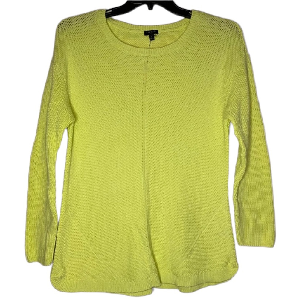 NEW TALBOTS womans plus sz 1X 100% pima cotton open knit yellow pullover sweater